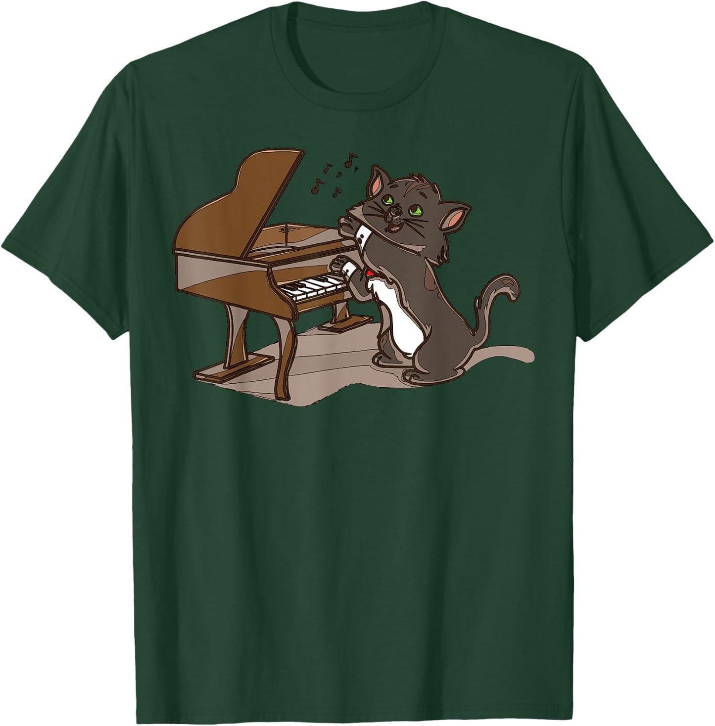 Cartoon Mouse Playing Piano Cute Illustration For Kids T-Shirt - T-Shirt | Forest