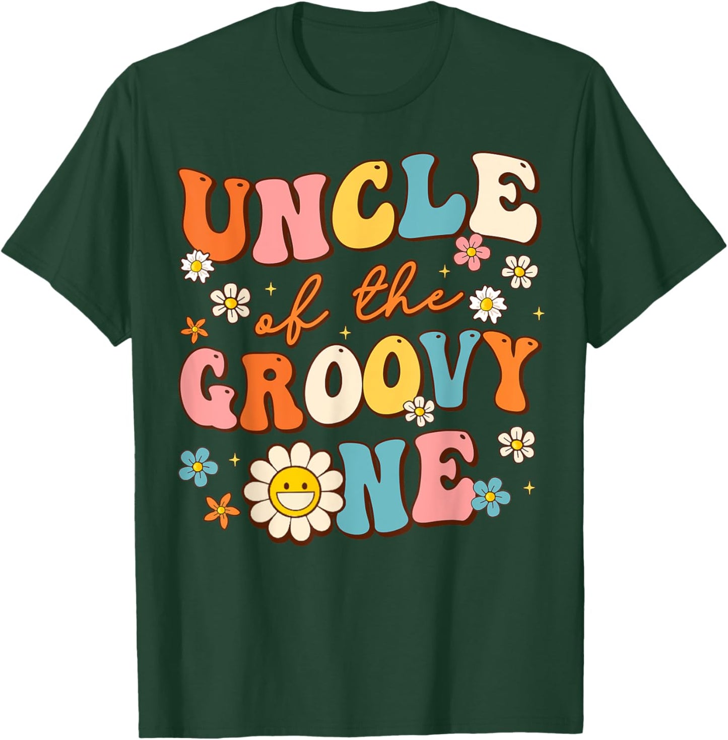 Uncle of The Groovy One 1st Birthday Pregnancy Announcement T-Shirt - T-Shirt | Forest