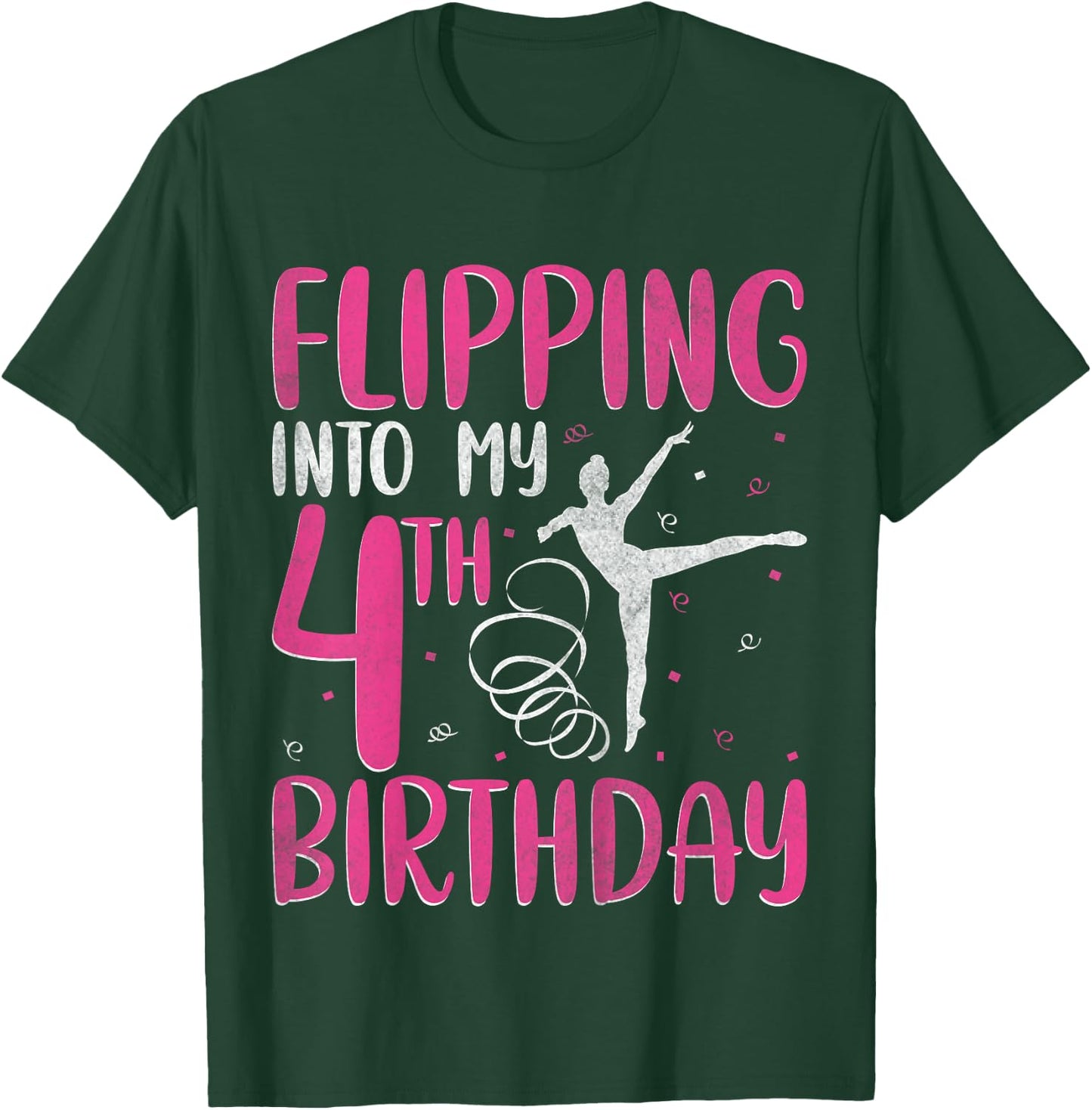 Gymnast Flipping Into 4th Birthday Gymnastics 4 Years Old T-Shirt - T-Shirt | Forest