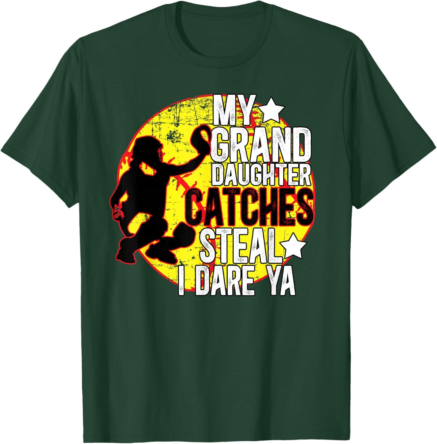 My Granddaughter Catches Softball Catcher Grandma T-Shirt - T-Shirt | Forest