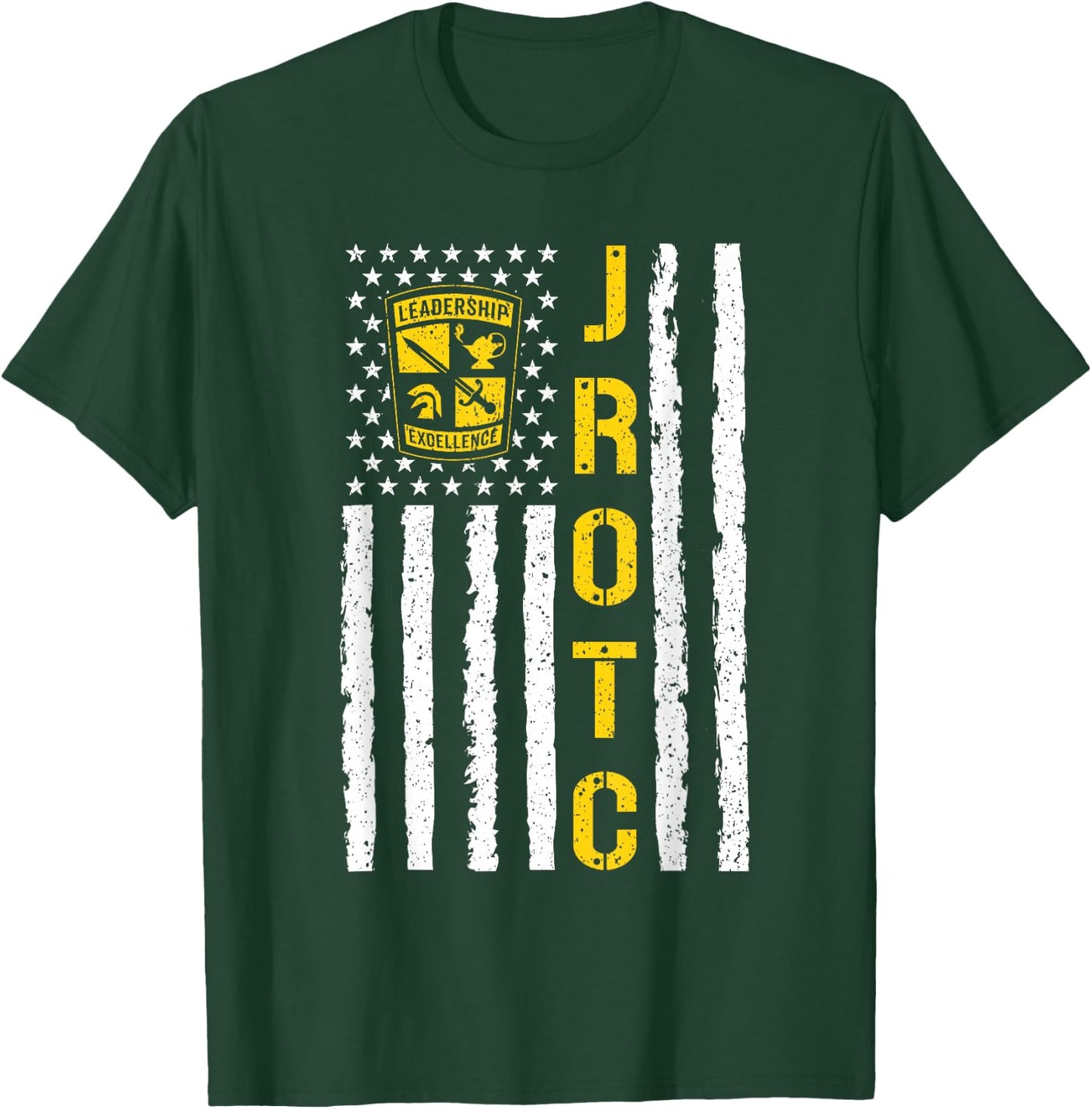 Army JROTC American Flag Junior ROTC Leadership Excellence T-Shirt - T-Shirt | Forest