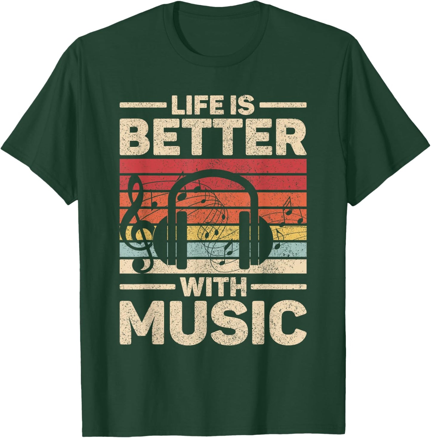 Life is Better with Music Lover Musician Outfit EDM Music DJ T-Shirt - T-Shirt | Forest