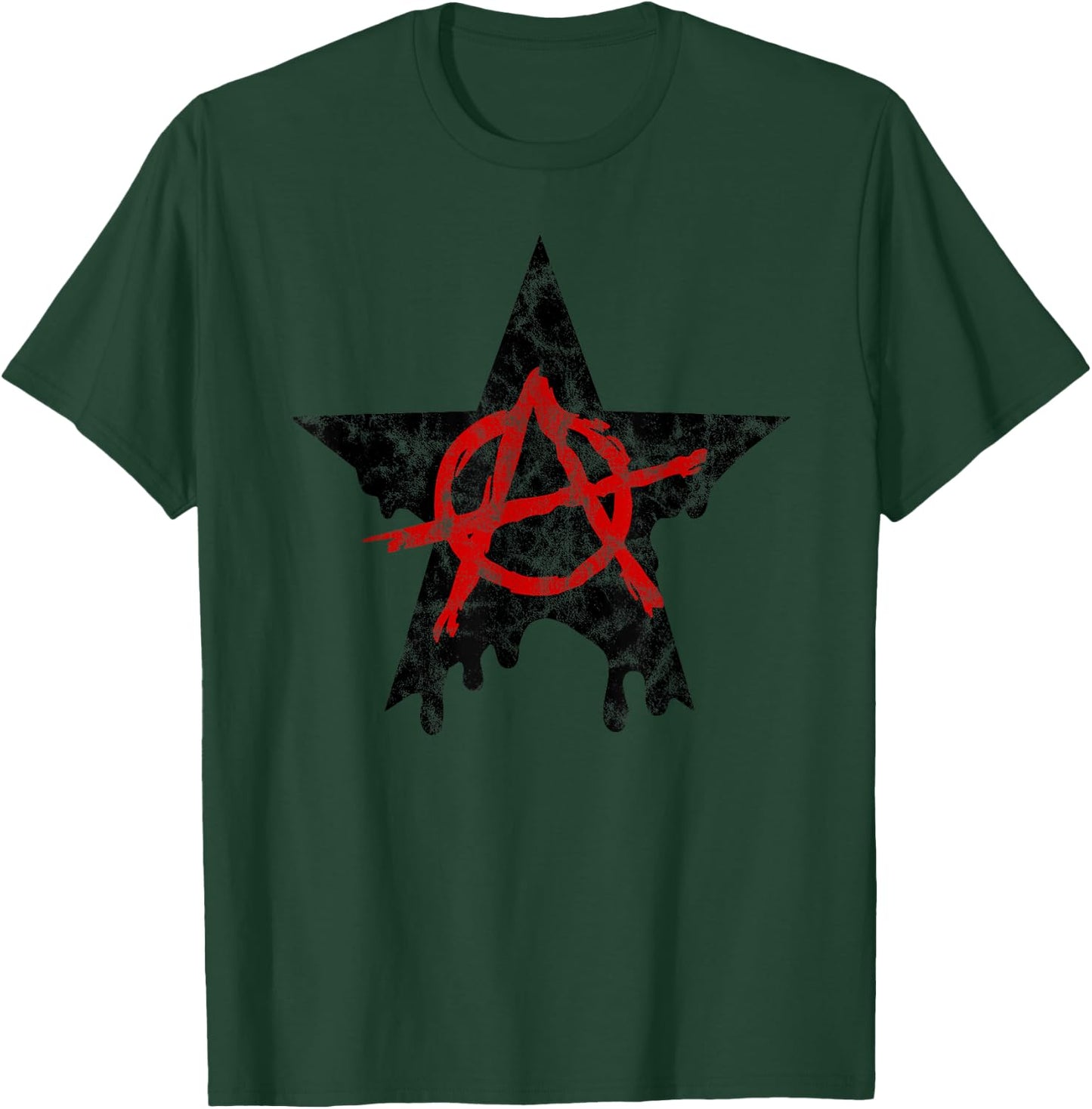 Anarchy, star, A, red black, pirate, rebel, punk, anti, left T-Shirt - T-Shirt | Forest