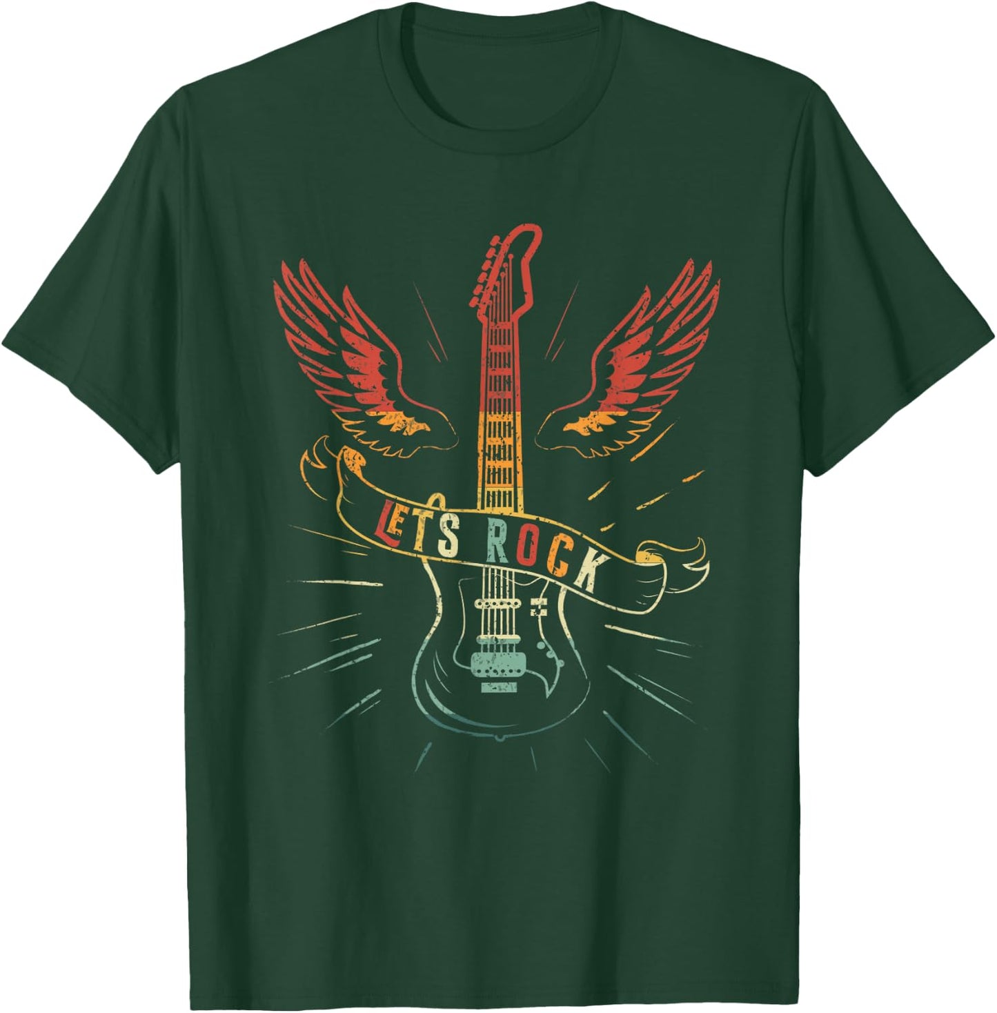 Lets Rock n Roll Guitar Retro Lovers , black T-Shirt - T-Shirt | Forest