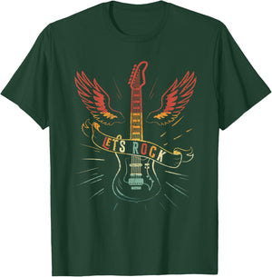 Lets Rock n Roll Guitar Retro Lovers , black T-Shirt - T-Shirt | Forest