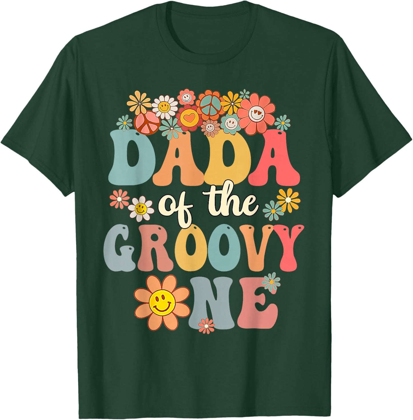 Retro Dada of Groovy One Matching Family 1st Birthday Party T-Shirt - T-Shirt | Forest