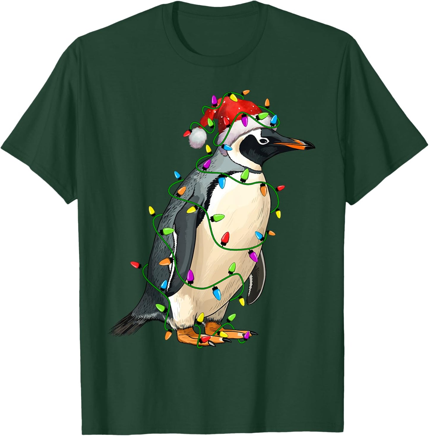 Penguin Santa Christmas Tree Lighting Xmas Funny T-Shirt - T-Shirt | Forest