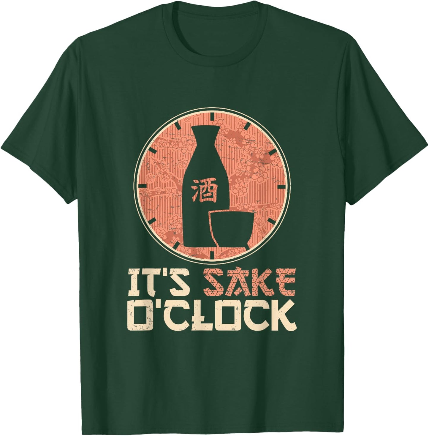 Japanese Sake O'Clock Funny Rice Wine T-Shirt - T-Shirt | Forest