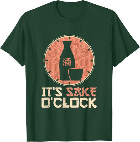 Japanese Sake O'Clock Funny Rice Wine T-Shirt - T-Shirt | Forest