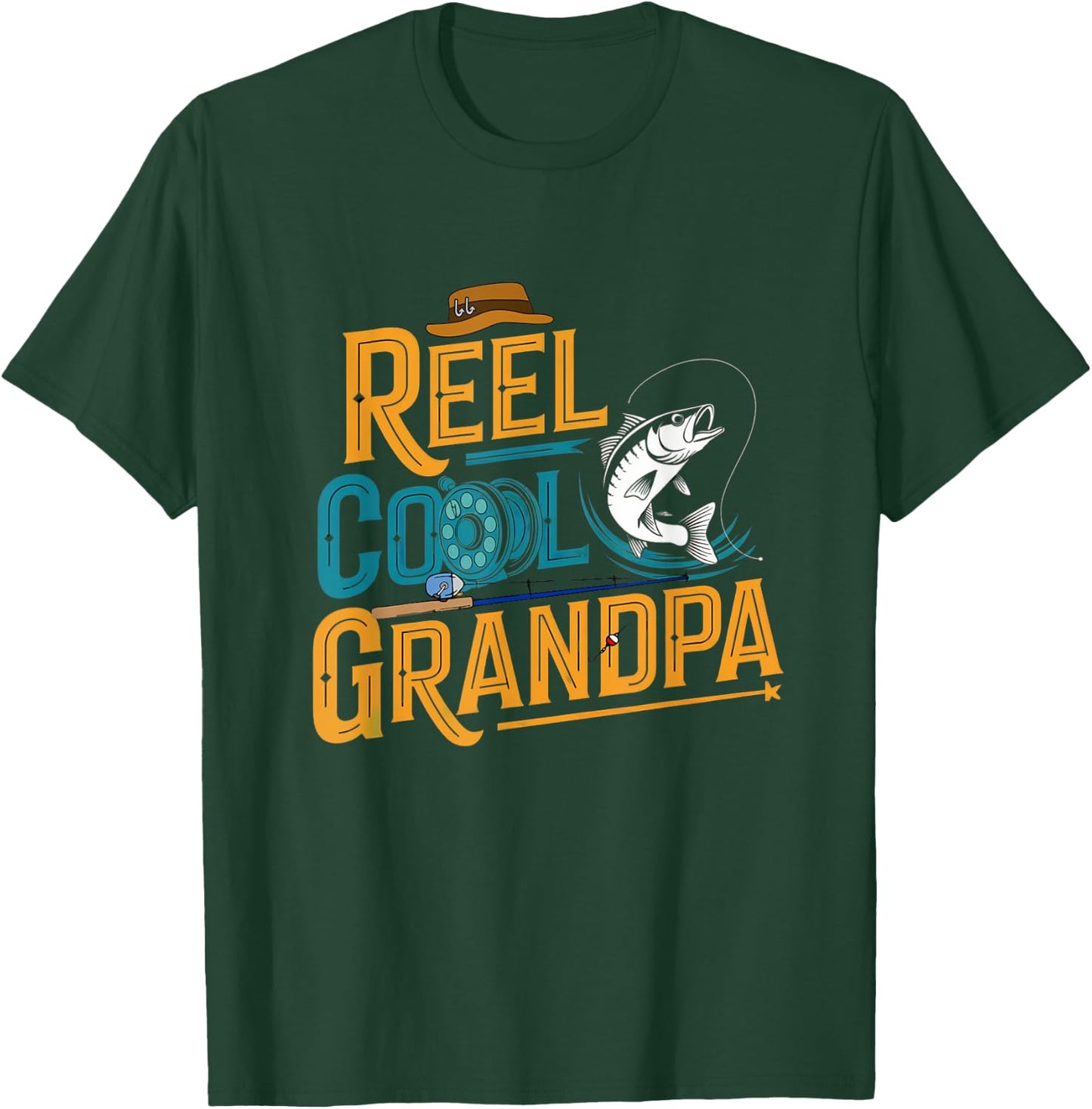 Reel Cool Grandpa Fishing Fisherman Fish T-Shirt - T-Shirt | Forest