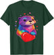 Otter Shirt - Otter Print Colorful Heart , Black, S T-Shirt - T-Shirt | Forest
