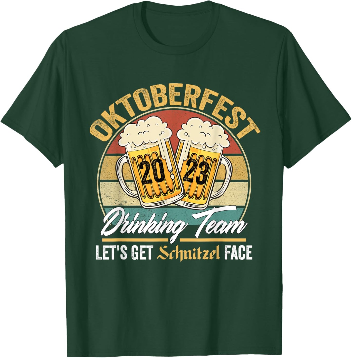 Oktoberfest 2023 Drinking Team Let's Get Schnitzel Face T-Shirt - T-Shirt | Forest