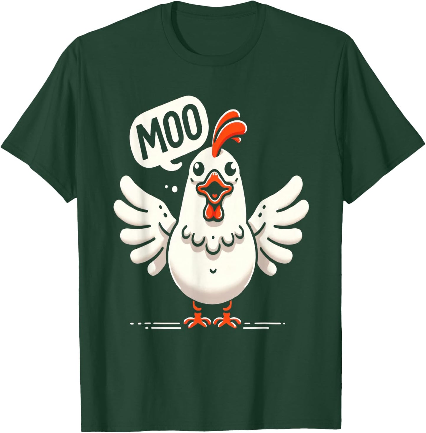 Moo Says the Chicken - Comical Cow-Chicken Fusion Graphic T-Shirt - T-Shirt | Forest
