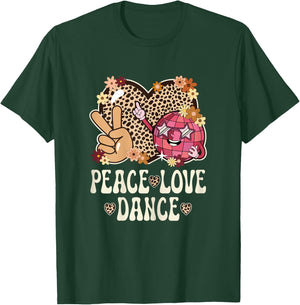 Peace Love Dance Lover Cheetah Print Women Girl Cute Dancing T-Shirt - T-Shirt | Forest