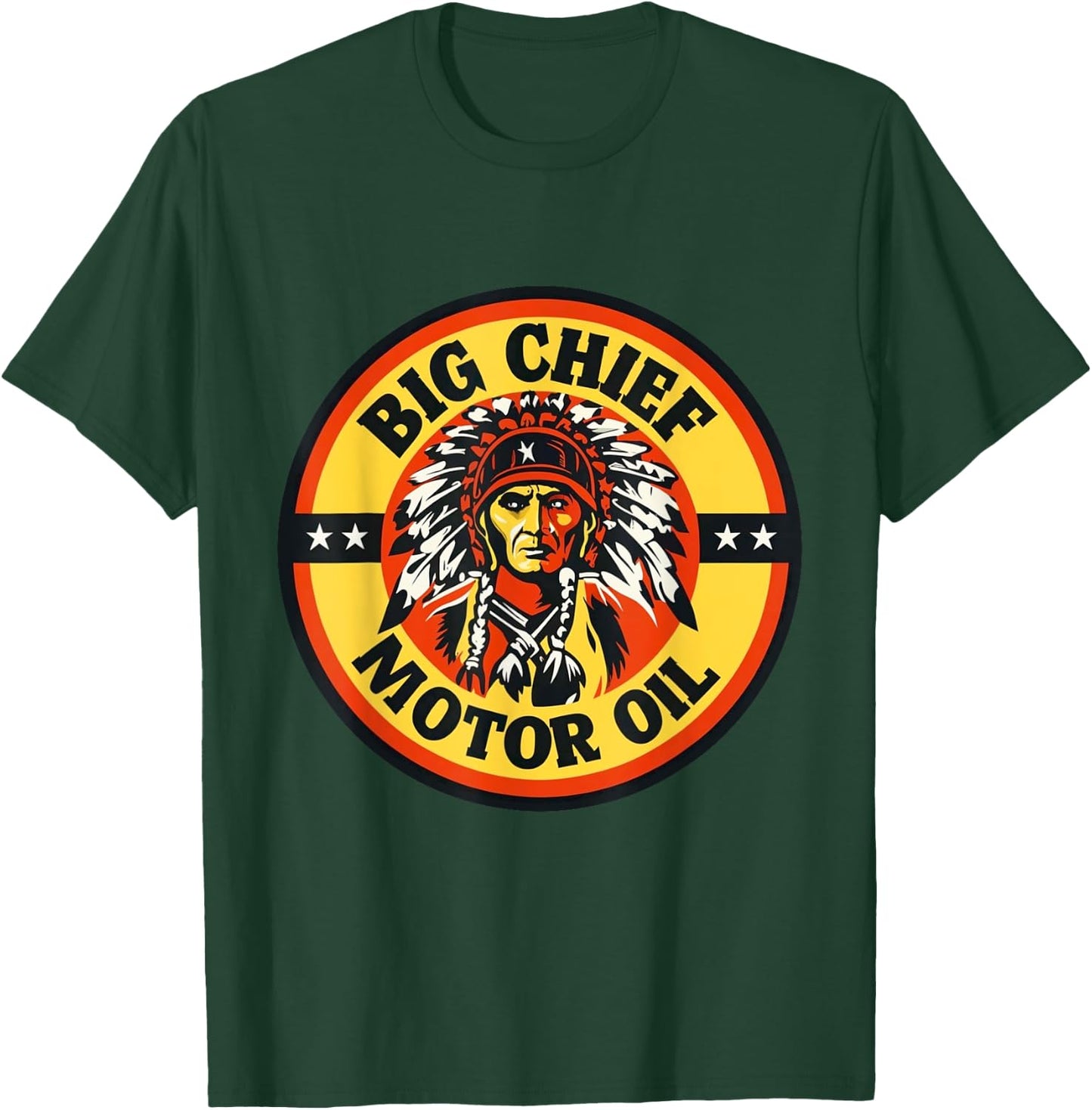 Retro Vintage Gas Station Big Chief Motor Oil Car Garage T-Shirt - T-Shirt | Forest