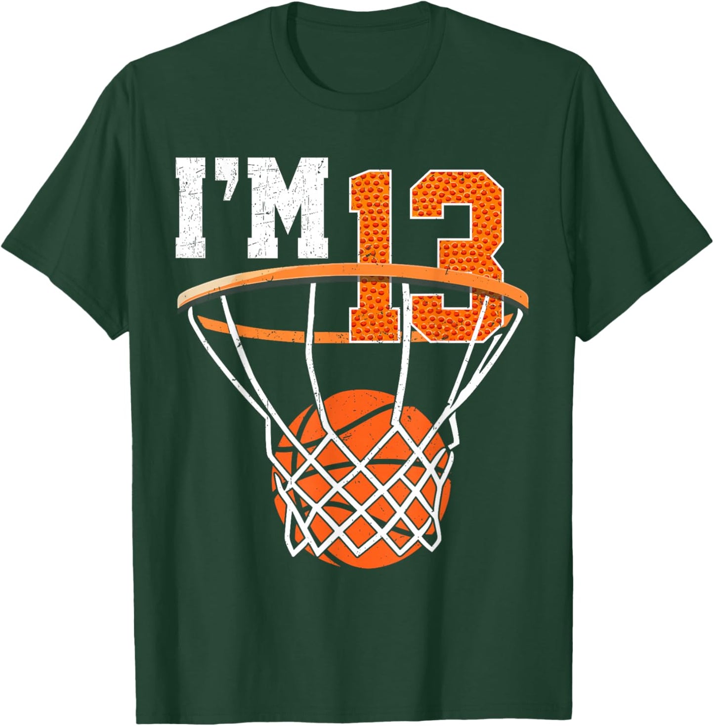 13th Birthday Shirt Boys Basketball 13 Year Old Teenager T-Shirt - T-Shirt | Forest