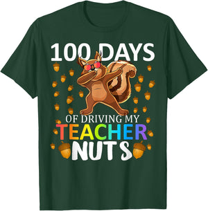 My Teacher Nuts 100 Days Of Driving 100th Day Of School Kids T-Shirt - T-Shirt | Forest