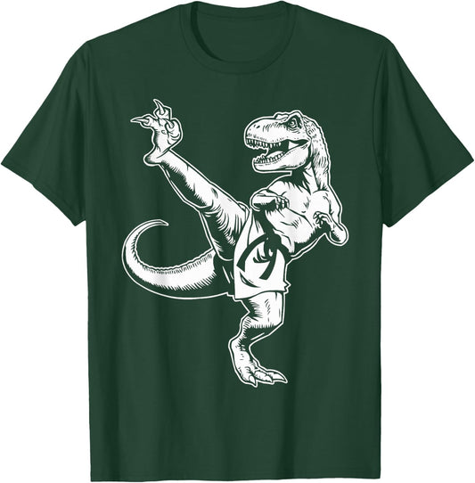Taekwondo Dinosaur Martial Arts Kids Men Boys Karate T-Shirt - T-Shirt | Forest