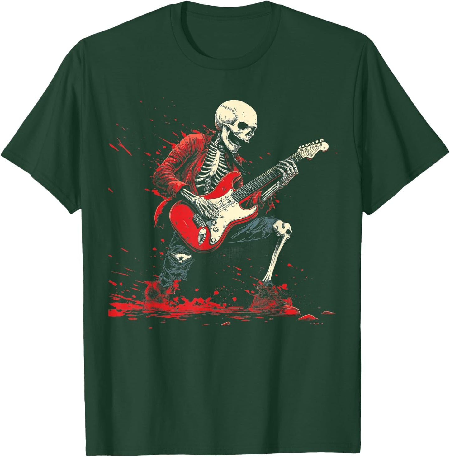 Rockin' Skeleton- Electric Guitar Halloween Punk Rock T-Shirt - T-Shirt | Forest