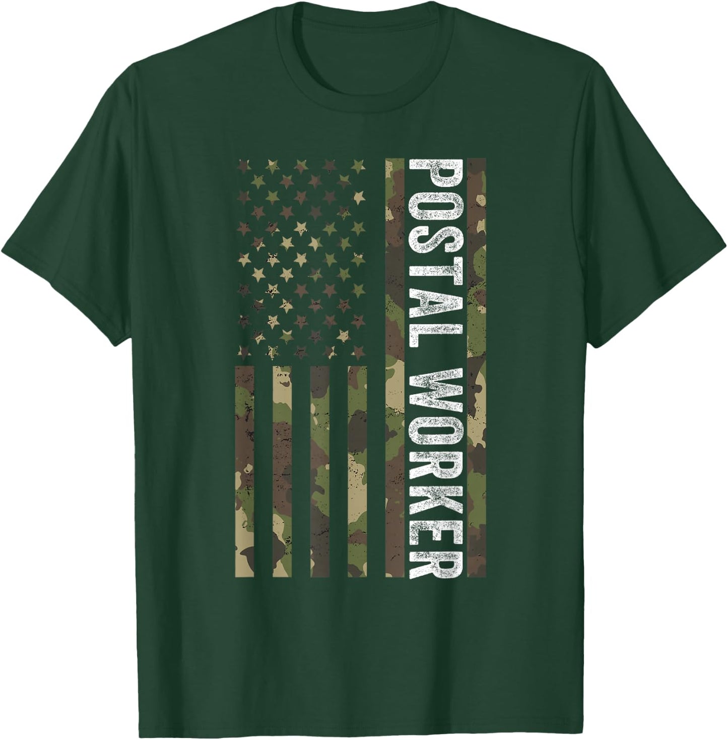 Postal Worker Camouflage American Flag US Postal Service Men T-Shirt - T-Shirt | Forest