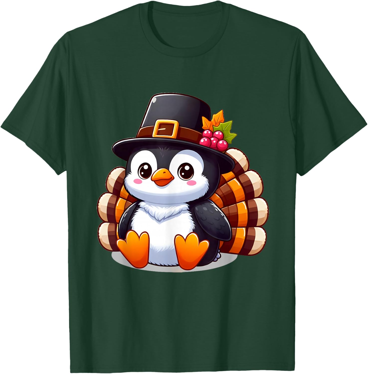 Thanksgiving Penguin Collection Thanksgiving Penguin - -Adult, Black, Small, Short Sleeve T-Shirt - T-Shirt | Forest