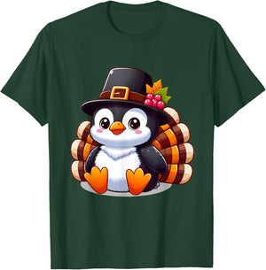 Thanksgiving Penguin Collection Thanksgiving Penguin - -Adult, Black, Small, Short Sleeve T-Shirt - T-Shirt | Forest