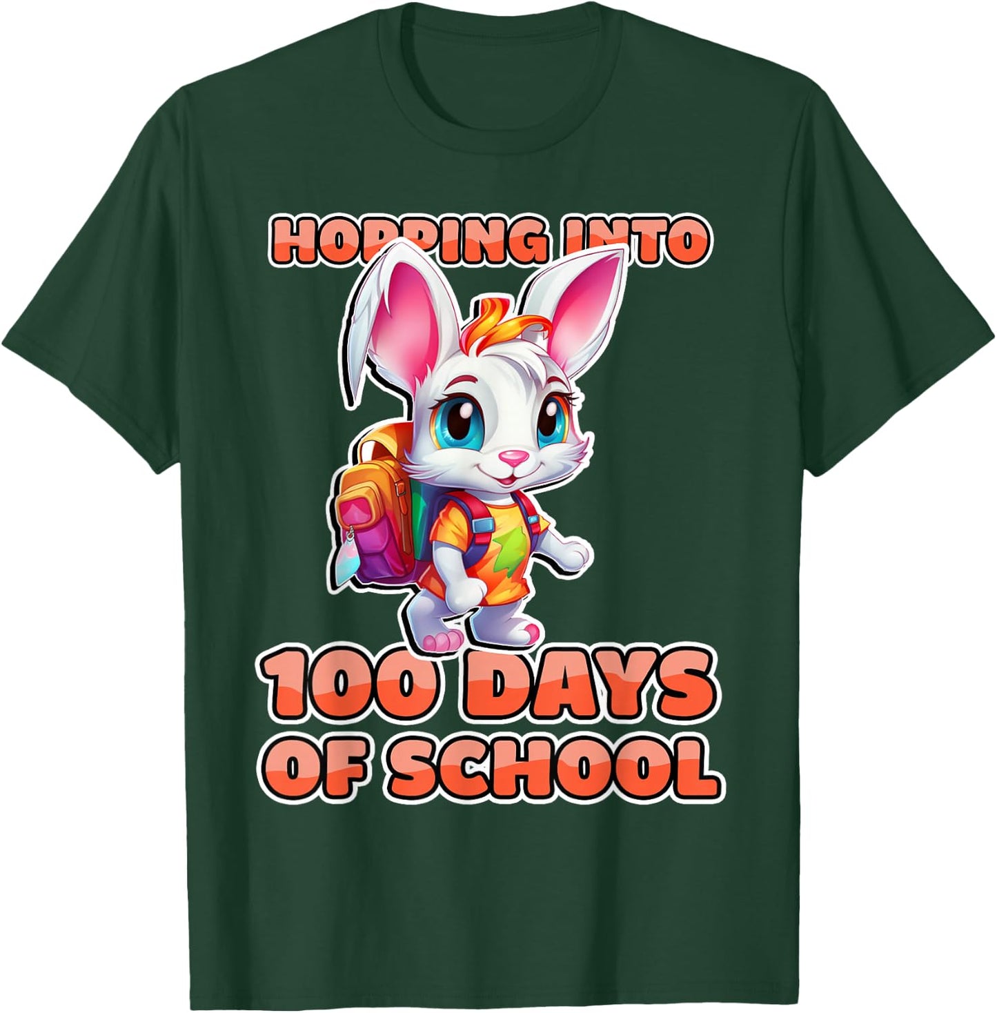 100 Days Of School Shirt Rabbit Hopping Into 100th Day T-Shirt - T-Shirt | Forest