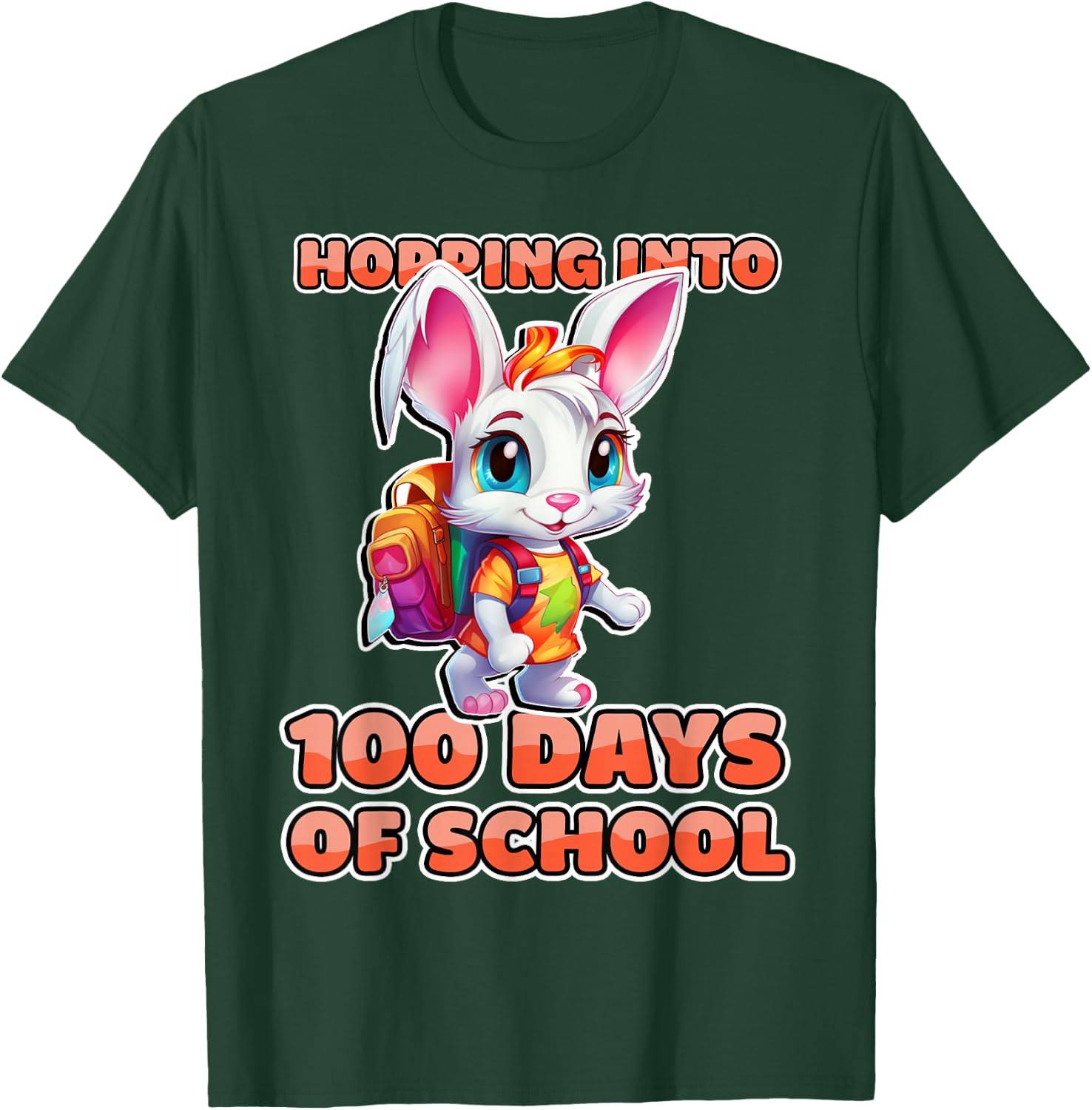 100 Days Of School Shirt Rabbit Hopping Into 100th Day T-Shirt - T-Shirt | Forest