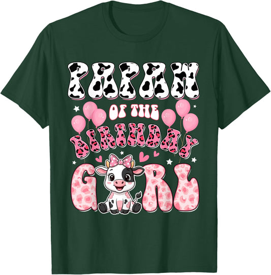 Papaw of The Birthday Girl Cow Farm Family 1St Birthday T-Shirt - T-Shirt | Forest