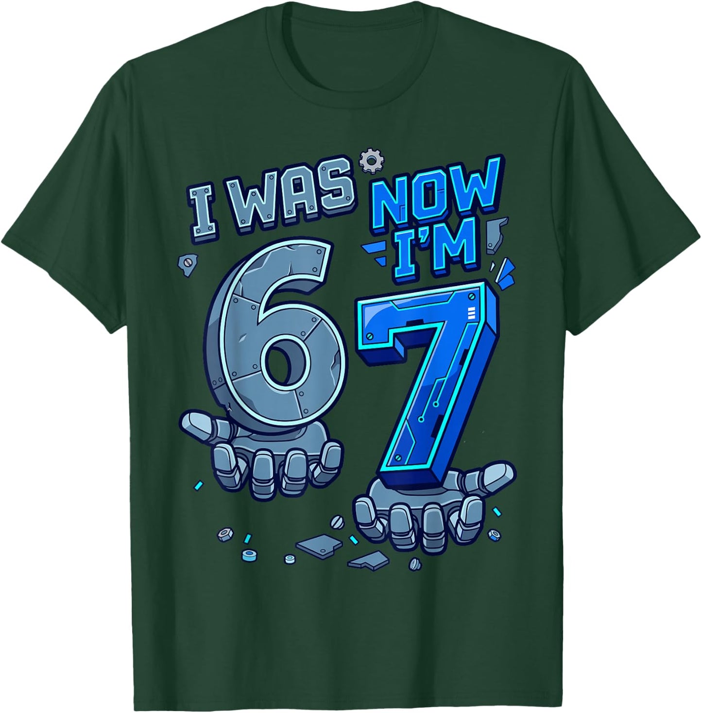 I was 6 Now I'm 7 7th Birthday Robot 6 7 Birthday Boys T-Shirt - T-Shirt | Forest