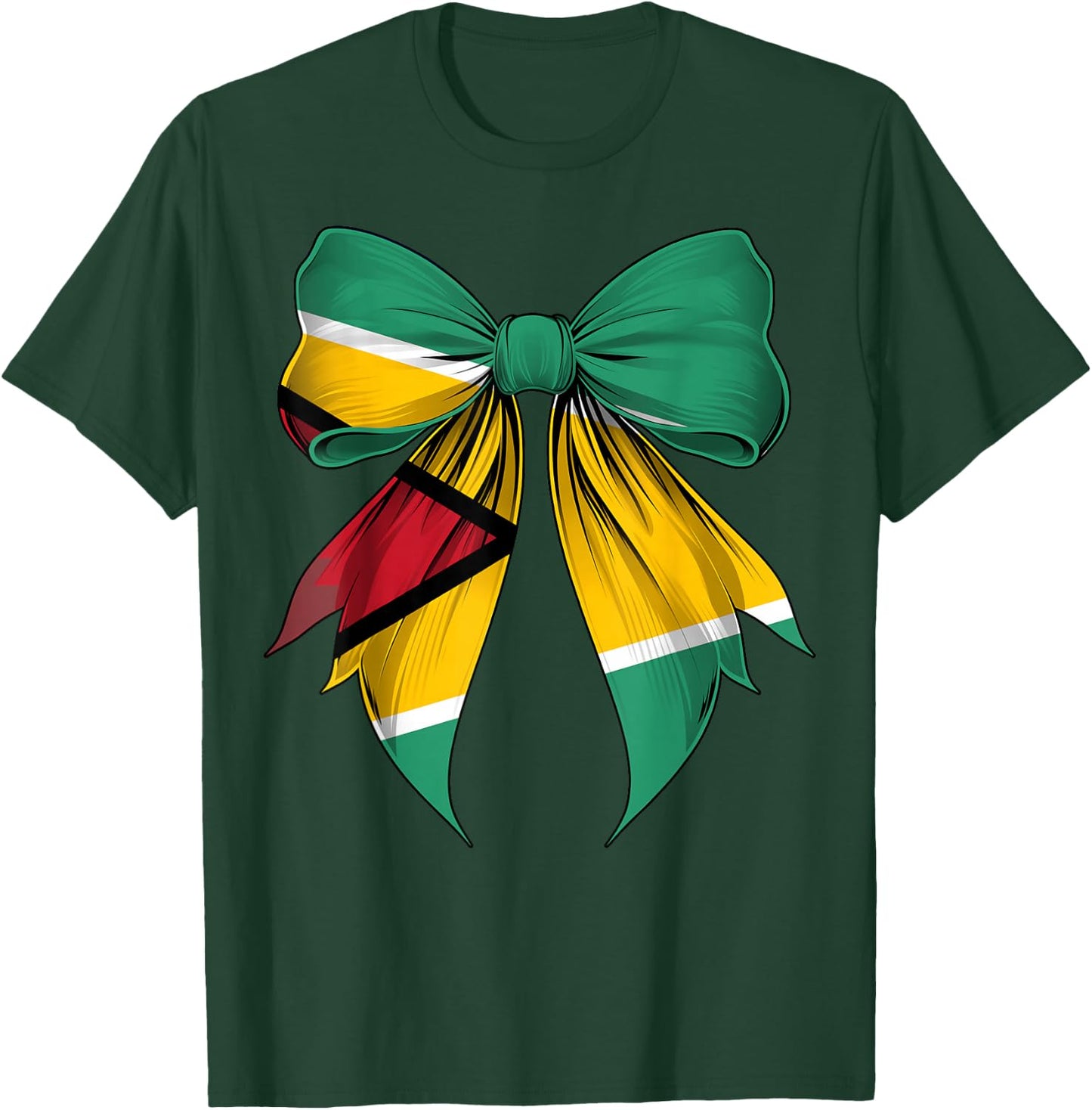 Guyana Flag Guyanese Pride Coquette Ribbon T-Shirt - T-Shirt | Forest