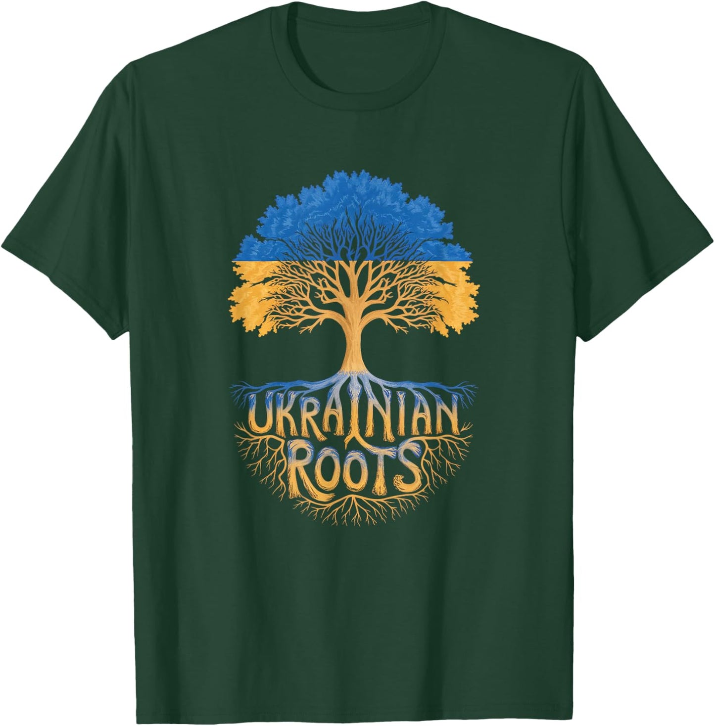 Ukrainian Roots - Ukraine Flag Colors Family Tree Souvenir T-Shirt - T-Shirt | Forest