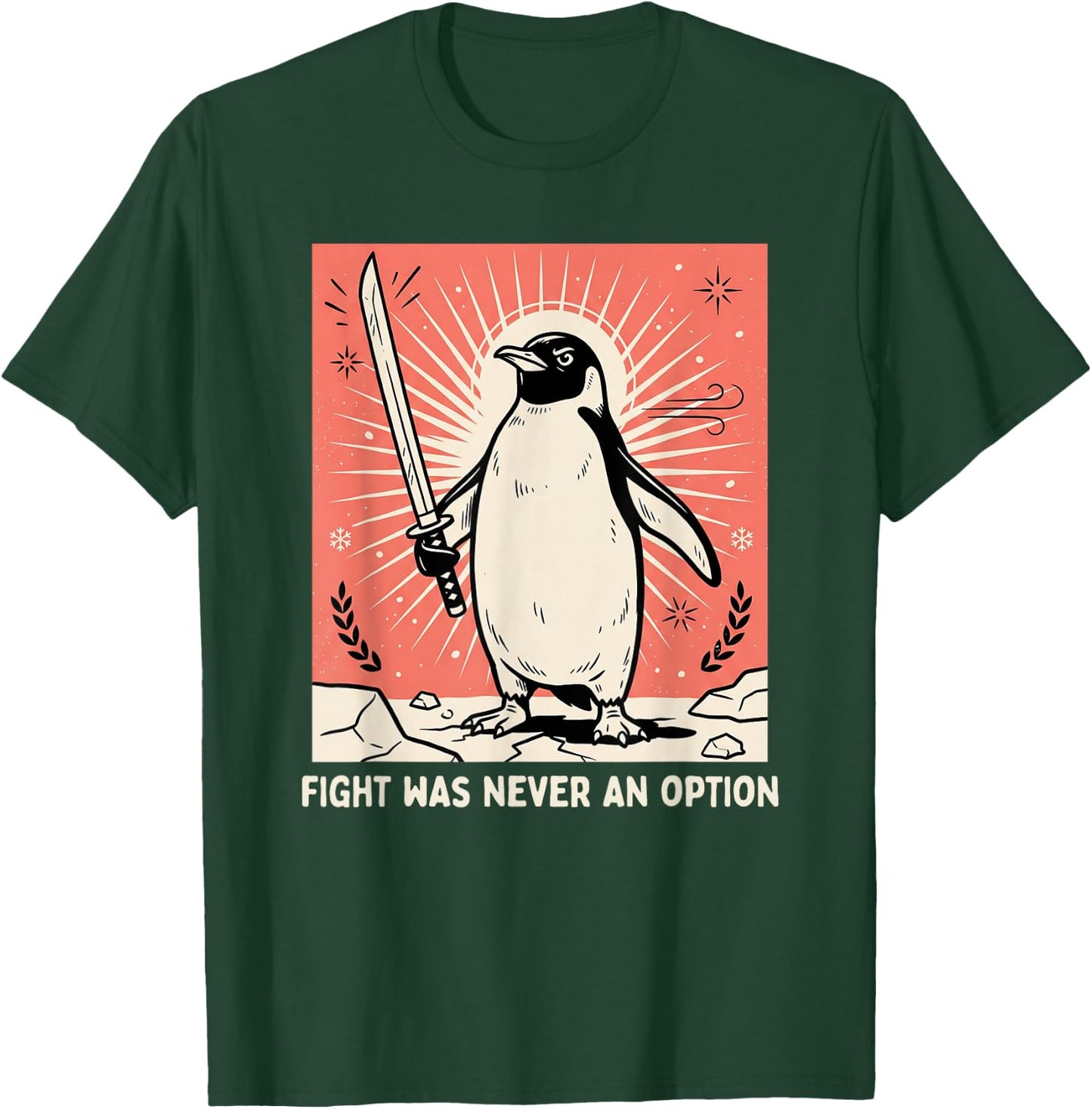 Flight was Never an Option Funny Penguin with Knife Retro T-Shirt - T-Shirt | Forest