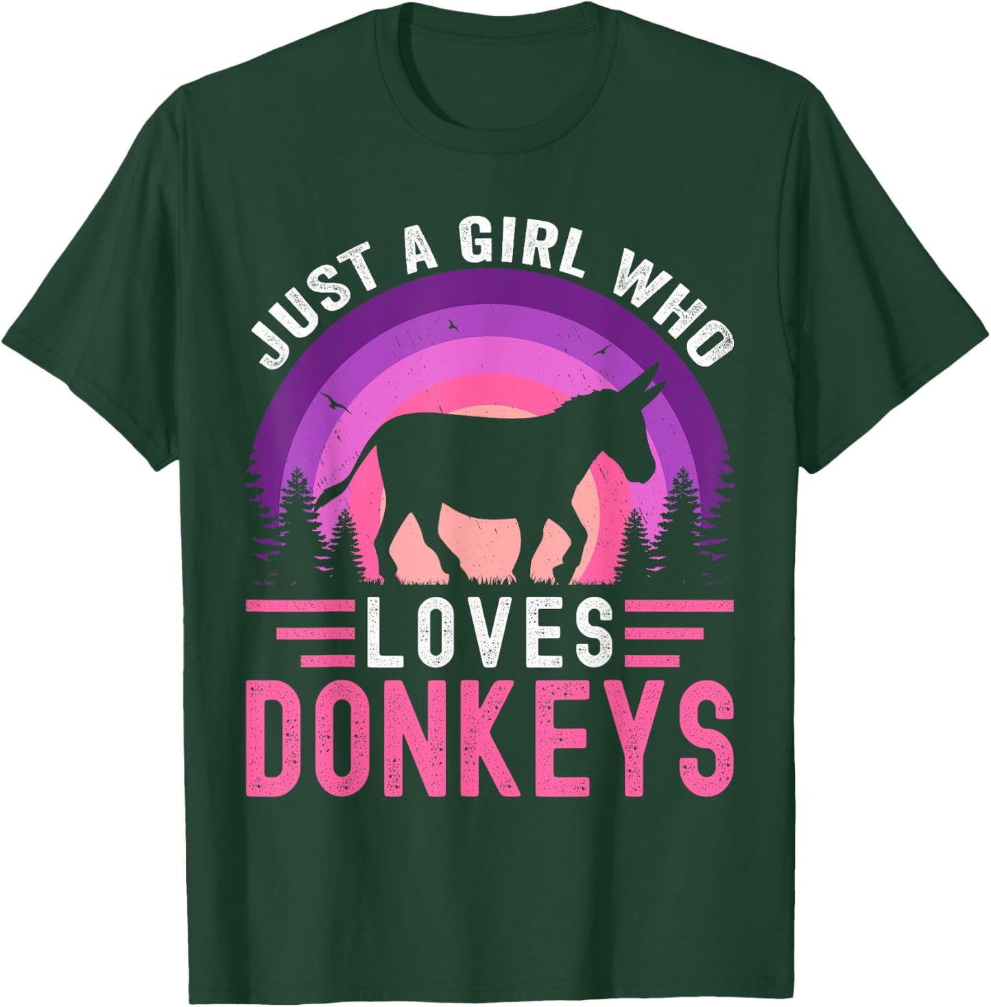 Just A Girl Who Loves Donkeys Retro Vintage Donkey T-Shirt - T-Shirt | Forest