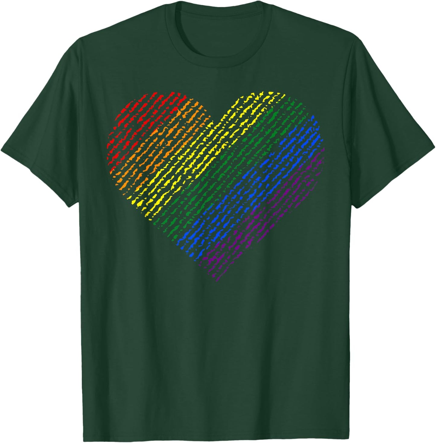 Large Rainbow Heart LGBT Gay Pride Love Support T-Shirt - T-Shirt | Forest