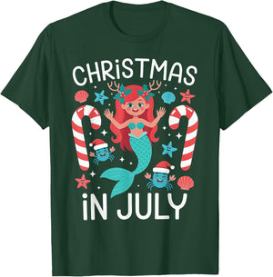 Christmas In July Cute Mermaid Summer T-Shirt - T-Shirt | Forest