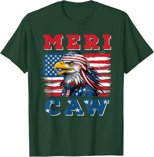 Eagle Meri - Caw 4th of July American Flag USA T-Shirt - T-Shirt | Forest