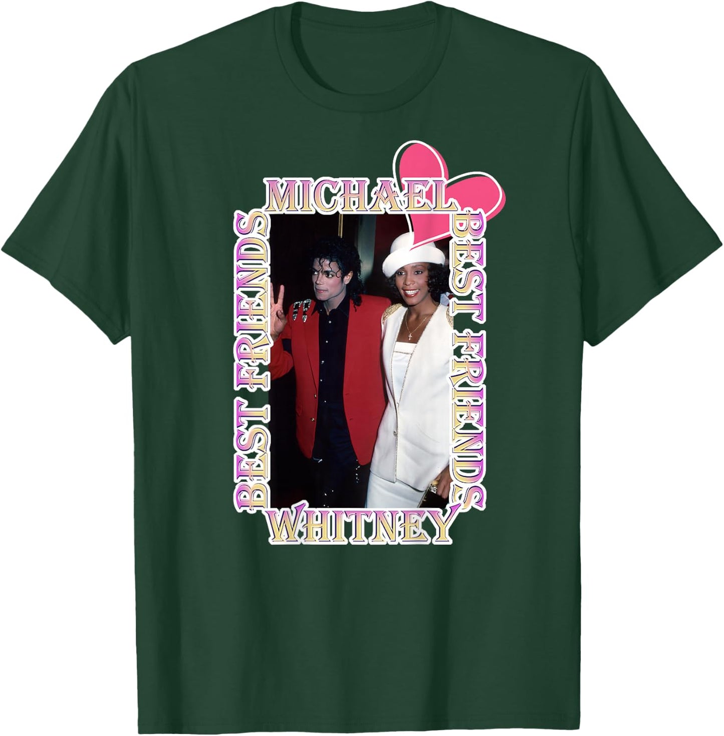 Michael Jackson_Whitney Houston_Back printed , Black, S T-Shirt - T-Shirt | Forest