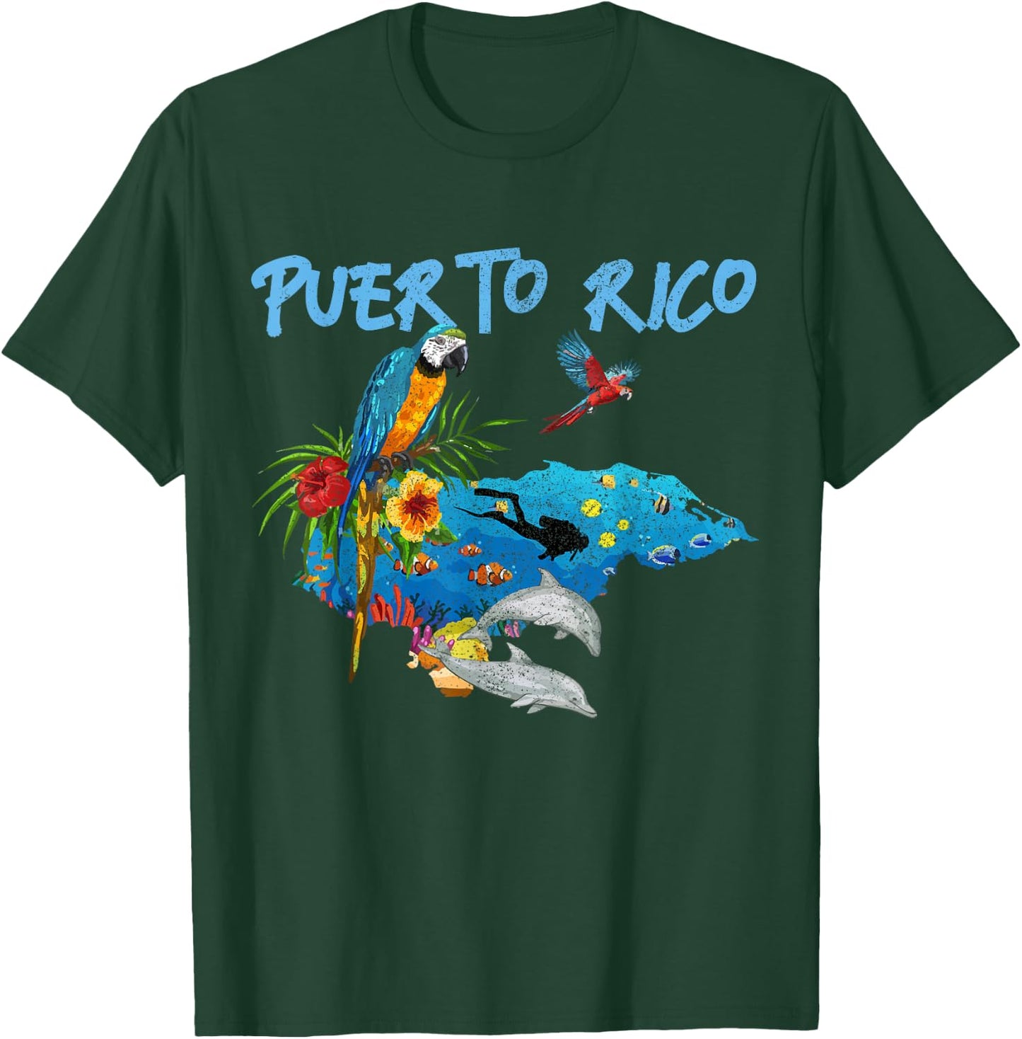 Puerto Rico Souvenir Parrot Scuba Diving Puerto Rican T-Shirt - T-Shirt | Forest