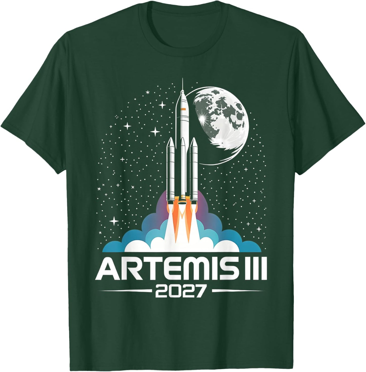 Artemis III 3 2027 Retro Space Earth Low Orbit T-Shirt - T-Shirt | Forest