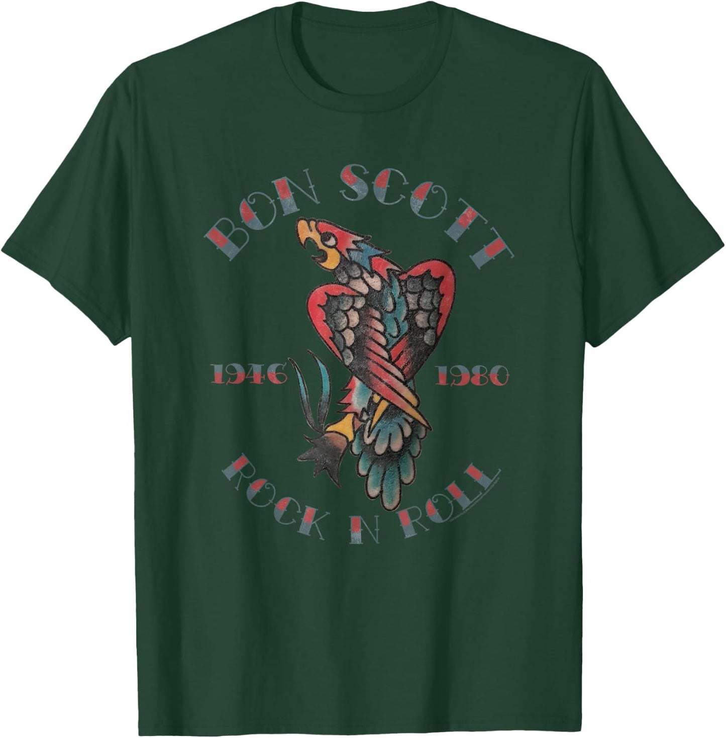 Bon Scott Rock and Roll Tattoo 1946-1980 , black T-Shirt - T-Shirt | Forest