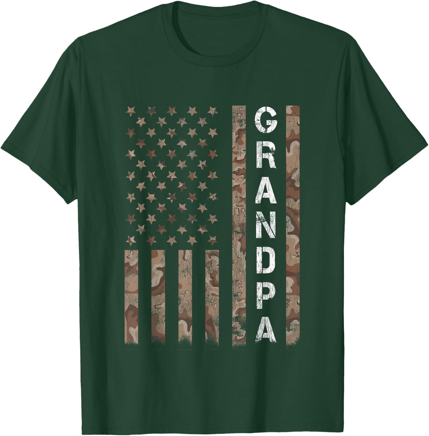 Grandpa Grandfather American Flag Fathers Day Men T-Shirt - T-Shirt | Forest