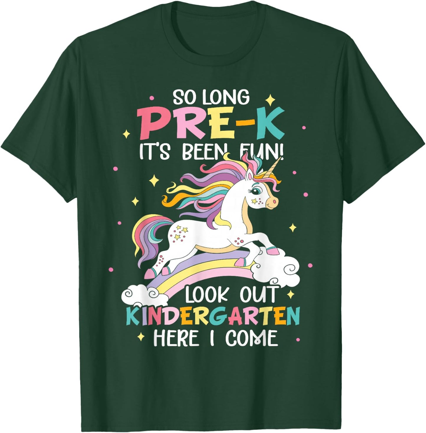 So Long Pre-K Kindergarten Here I Come Unicorn Graduation T-Shirt - T-Shirt | Forest