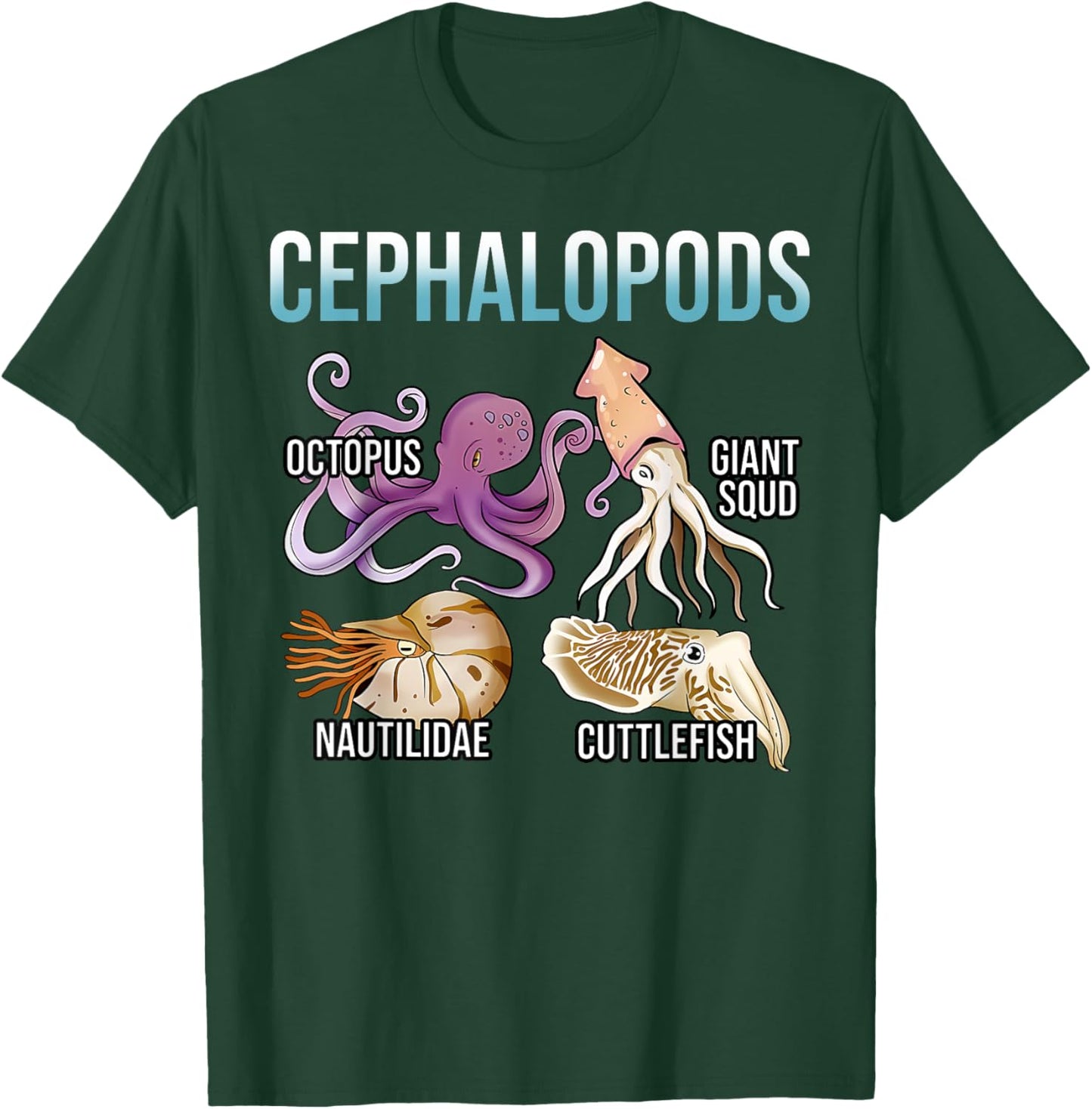 The Cephalopod Octopus Marine Biology Cephalopod Ocean Art T-Shirt - T-Shirt | Forest