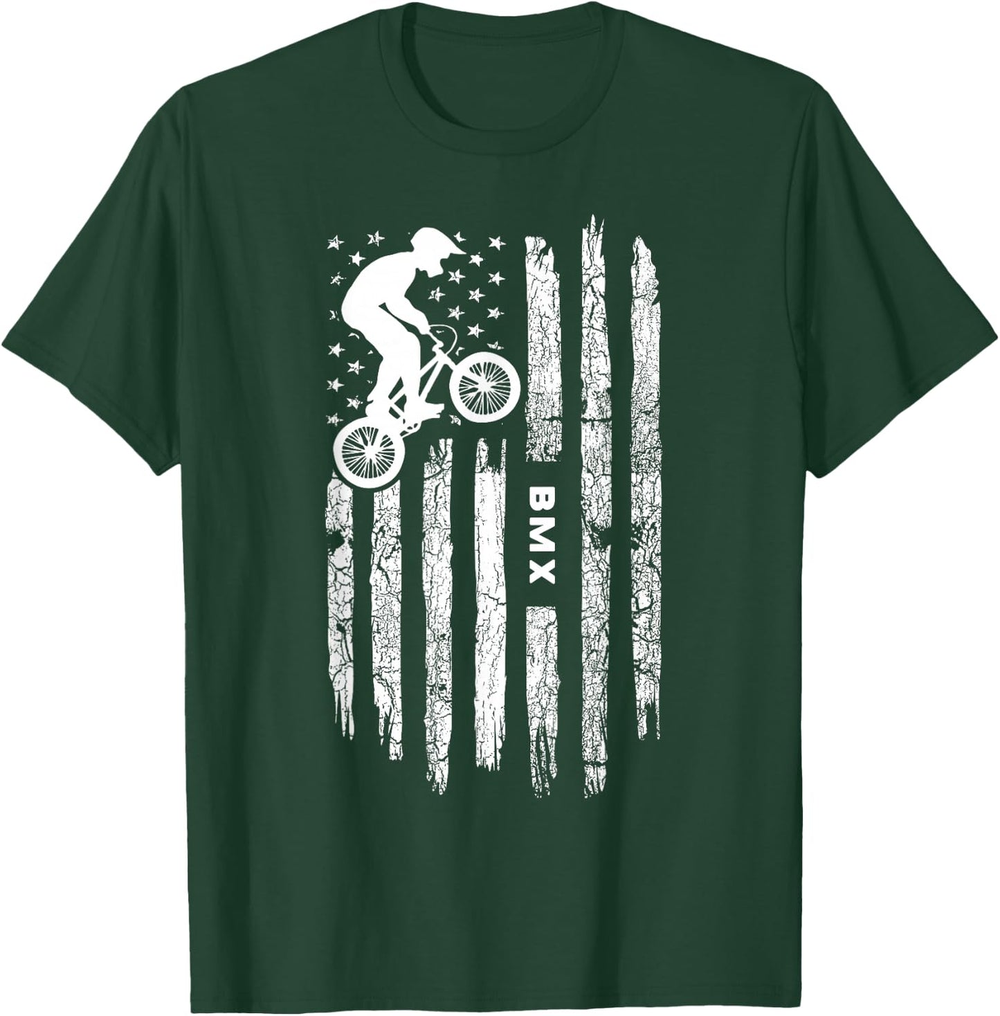 American Flag BMX Clothing - BMX Rider Vintage BMX T-Shirt - T-Shirt | Forest