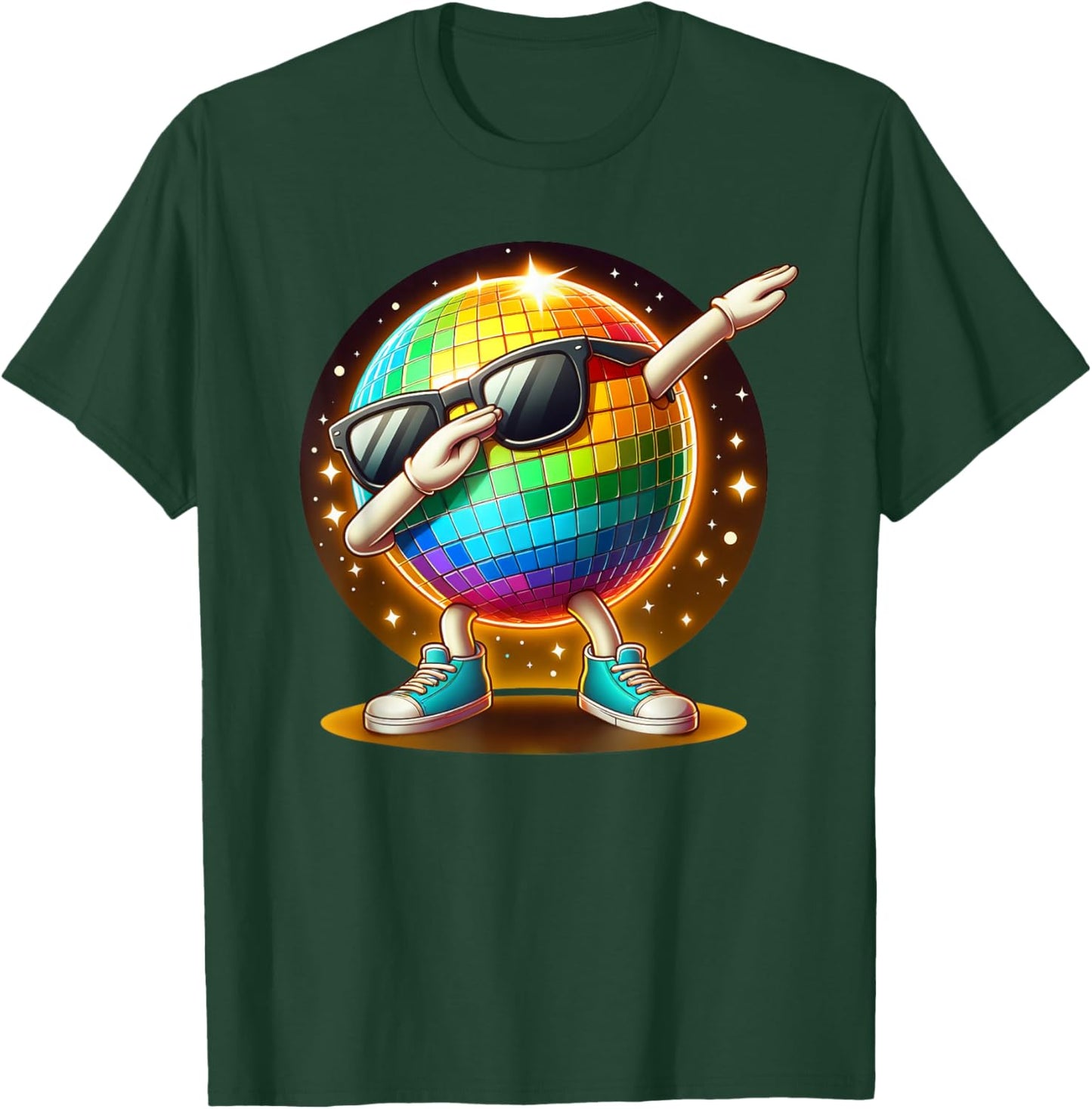 70s Disco Ball Dabbing Sunglasses Nightclub Dance LED Party , black T-Shirt - T-Shirt | Forest