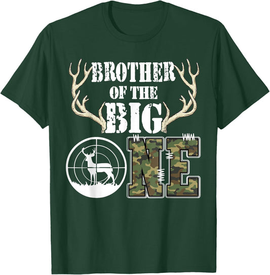 Brother of The Big One Birthday Boy Deer Hunter Camouflage T-Shirt - T-Shirt | Forest