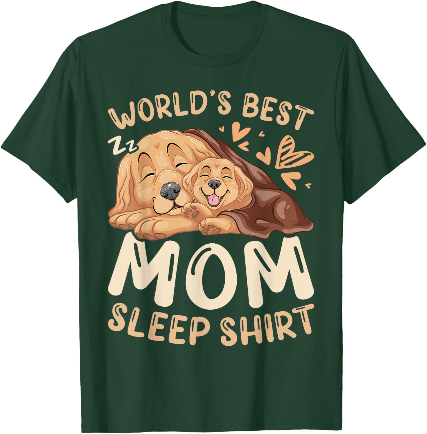 World's Best Mom Sleep Shirt, Golden Retriever with Puppy T-Shirt - T-Shirt | Forest