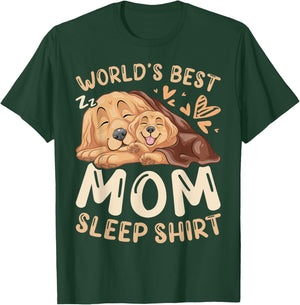 World's Best Mom Sleep Shirt, Golden Retriever with Puppy T-Shirt - T-Shirt | Forest