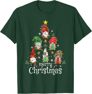 Merry Christmas Shirt Women Men Christmas Tree Gnomes T-Shirt - T-Shirt | Forest